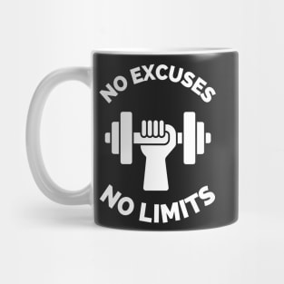 No Excuses No Limits Running Cross Country Fitness Gym Sport Motivation Inspirational Quote Mug